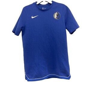 Dallas Mavericks Shirt Mavs T-Shirt Mens Medium Swoosh Blue Basketball Jersey